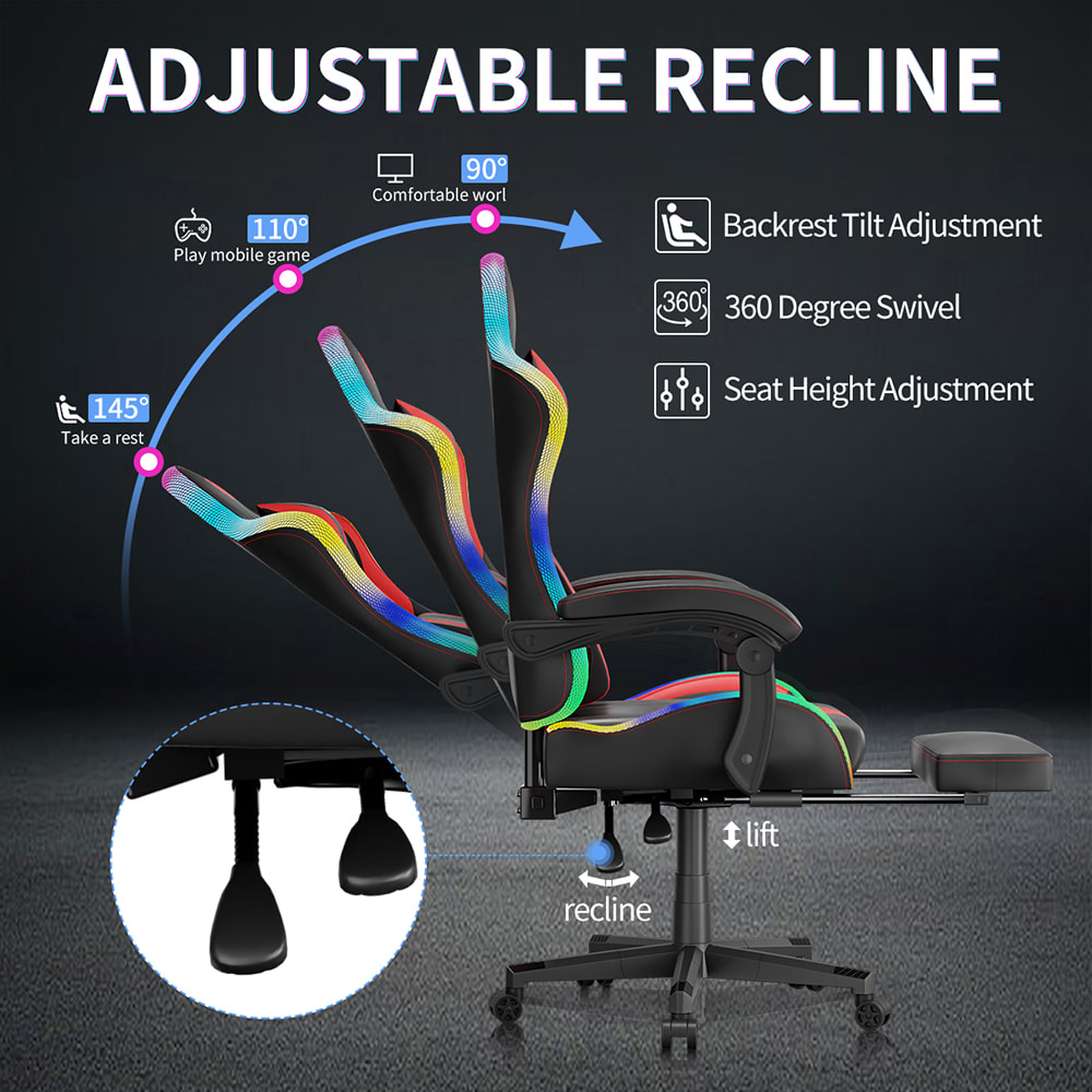 PU Deri Kumaş Oyun Koltuğu, Çok Renkli Ayarlanabilir RGB Işıklı Espor Koltuğu, USB ile Çalışan, Uzaktan Kumandalı PU Deri Kumaş Oyun Koltuğu, Çok Renkli Ayarlanabilir RGB Işıklı Espor Koltuğu, USB ile Çalışan, Uzaktan Kumandalı