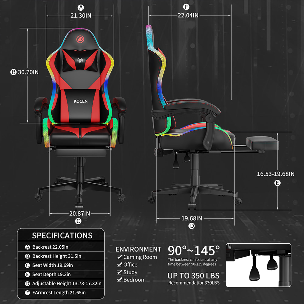 PU Deri Kumaş Oyun Koltuğu, Çok Renkli Ayarlanabilir RGB Işıklı Espor Koltuğu, USB ile Çalışan, Uzaktan Kumandalı PU Deri Kumaş Oyun Koltuğu, Çok Renkli Ayarlanabilir RGB Işıklı Espor Koltuğu, USB ile Çalışan, Uzaktan Kumandalı
