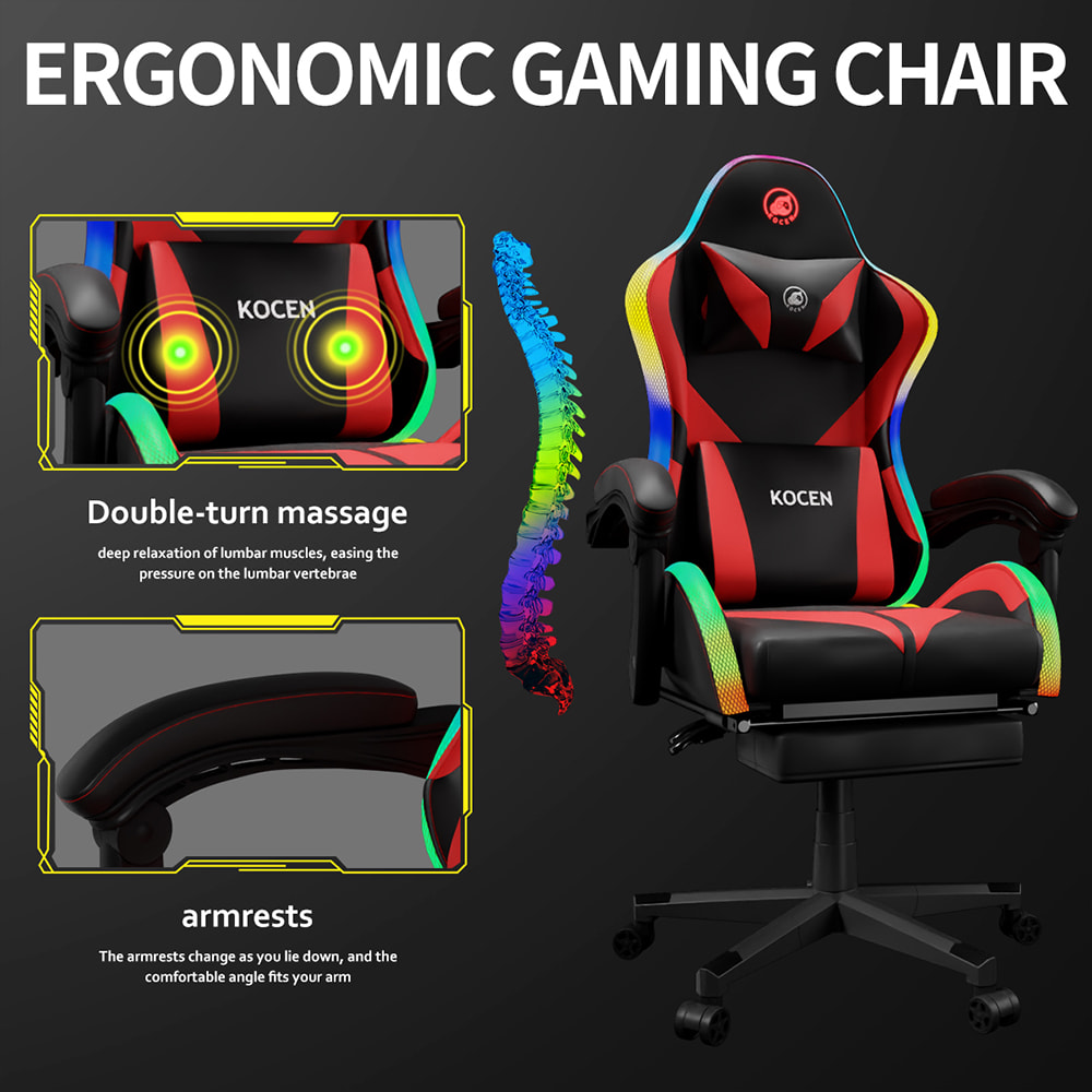 PU Deri Kumaş Oyun Koltuğu, Çok Renkli Ayarlanabilir RGB Işıklı Espor Koltuğu, USB ile Çalışan, Uzaktan Kumandalı PU Deri Kumaş Oyun Koltuğu, Çok Renkli Ayarlanabilir RGB Işıklı Espor Koltuğu, USB ile Çalışan, Uzaktan Kumandalı